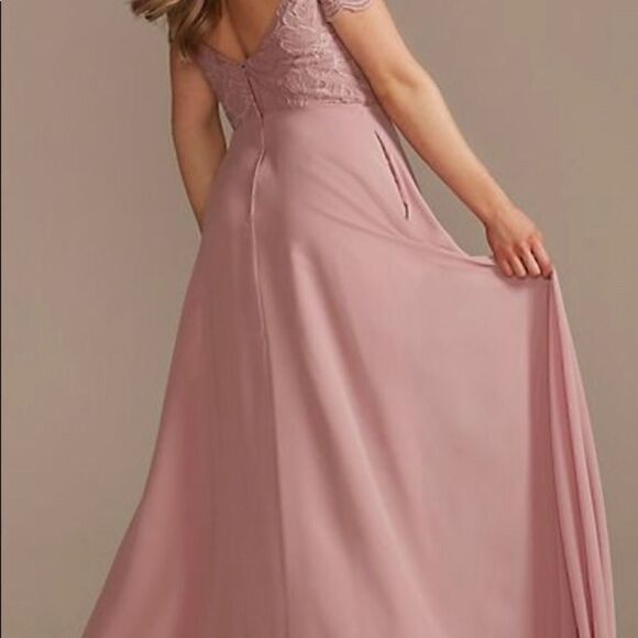 COPY2-DB Studios Celebrate Wine size 0 lace chiffon off-shoulder long bridesma… - Picture 6 of 8